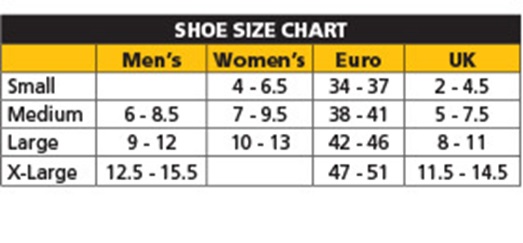 Feetures Socks Size Guide