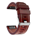 Wildfire SnapFit 26mm Leather Style Watch Band for Garmin Fenix 5X/6X/7X Brown