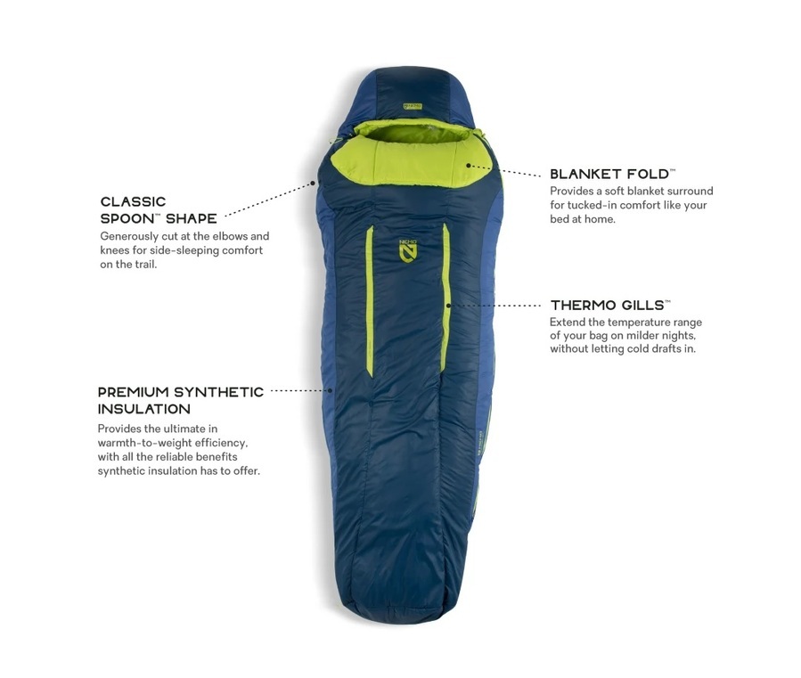 Nemo Forte 20 Mens Sleeping Bag Regular Glow/Abyss Wildfire Sports & Trek