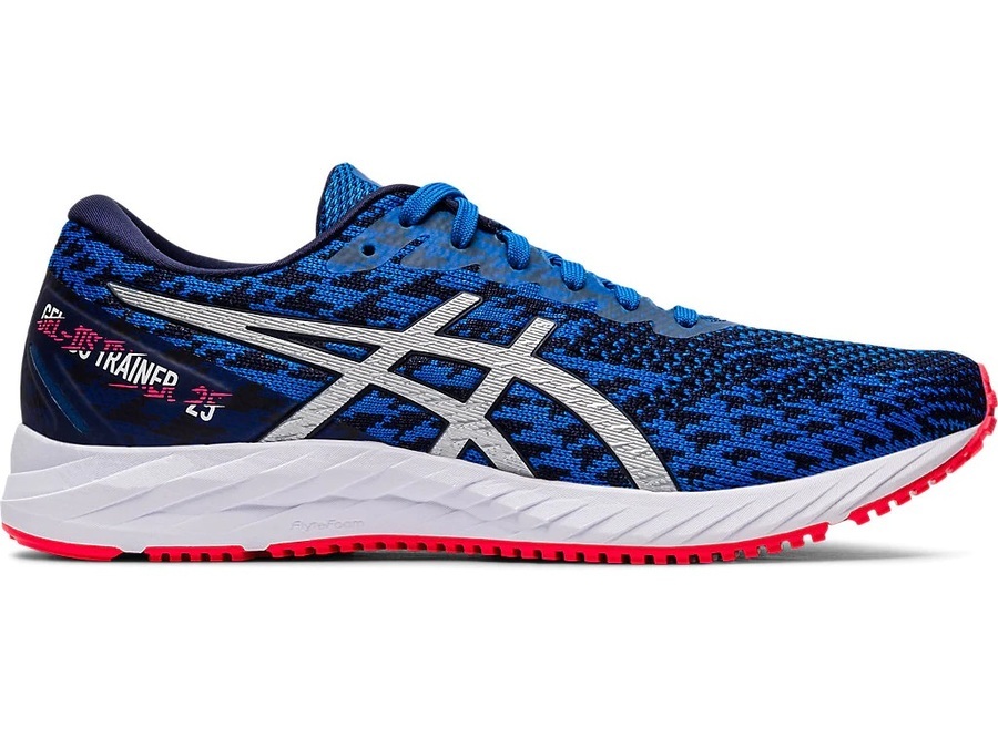 multi coloured asics trainers