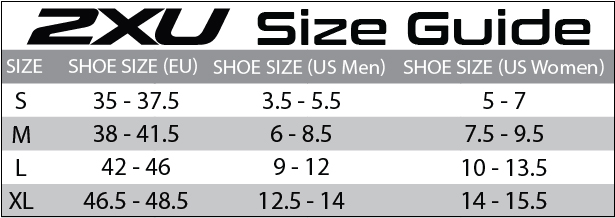 Umgebungs Ausziehen Periodisch 2xu socks size chart Ende Versuchen