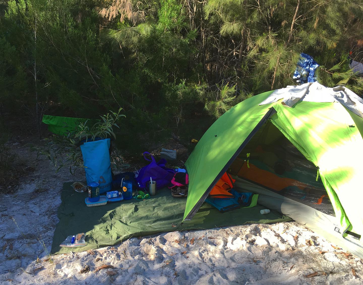 Tent setup with all my gear