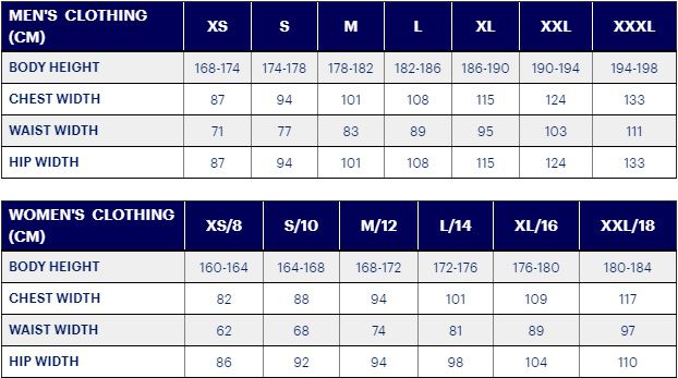 asics unisex size chart