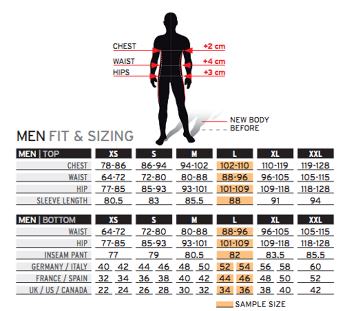 Salomon Pack Size Chart