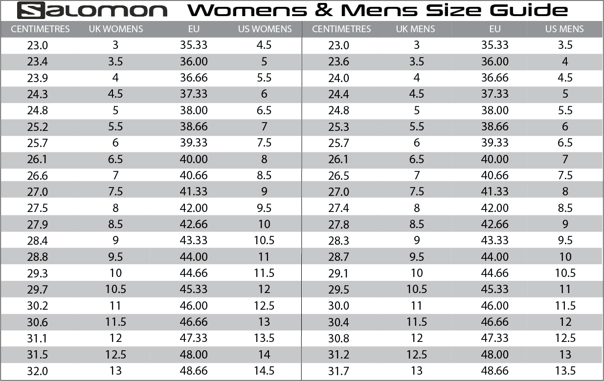 salomon sizing