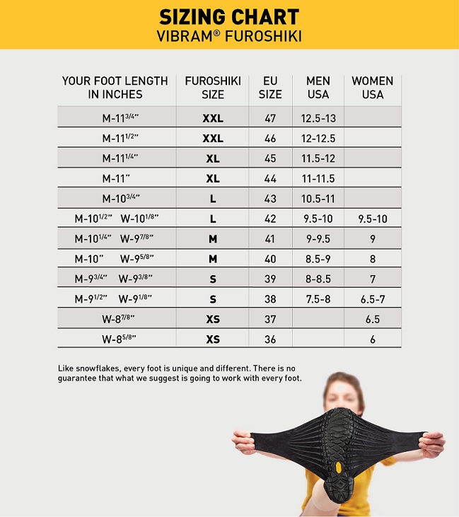 Vibram Furoshiki Sizing Chart