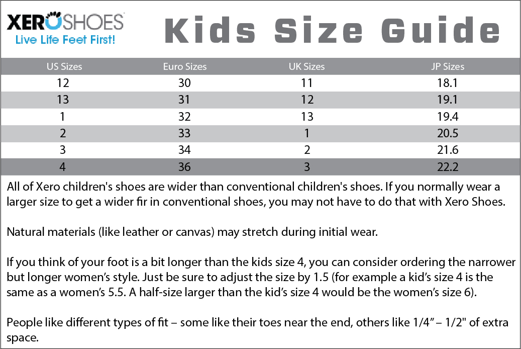 Xero Shoes Size Guide - www.inf-inet.com
