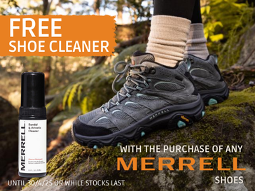 FREE shoe cleaner with every Merrell Shoe!