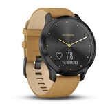 Garmin Vivomove HR Premium Activity Tracker Onyx Black Stainless Steel with Tan Suede Band