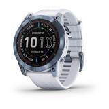 Garmin Fenix 7X Sapphire Solar GPS Multisport Watch Mineral Blue DLC Titanium/Whitestone Band