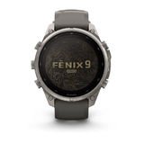 Garmin Fenix 9 Pro 47mm Solar GPS Multisport Watch Titanium with Pebble Gray Silicone Band
