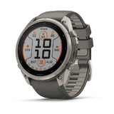 Garmin Fenix 9 Pro 51mm Solar GPS Multisport Watch Titanium with Pebble Gray Silicone Band
