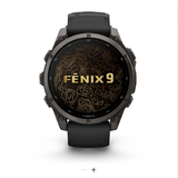 Garmin Fenix 9 47mm GPS Multisport Watch Carbon Gray DLC Titanium with Black Silicone Band
